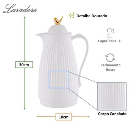 Imagem de Garrafa Térmica de Café Laradore Bird - Branca e Dourada 1L