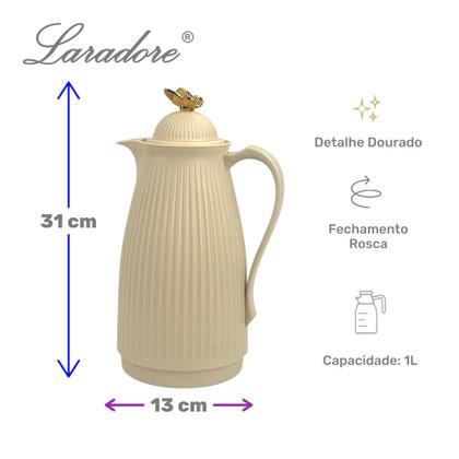 Imagem de Garrafa Térmica de Café Laradore Borboleta Bege e Dourada 1L