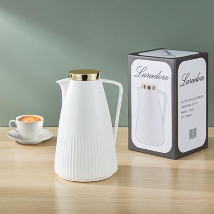 Imagem de Garrafa Térmica de Café - Laradore Clean Branca e Dourada 1L