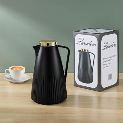 Imagem de Garrafa Térmica de Café - Laradore Clean Preta e Dourada 1L
