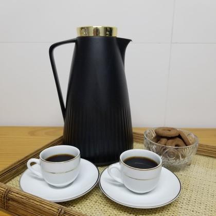 Imagem de Garrafa Térmica de Café - Laradore Clean Preta e Dourada 1L