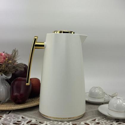 Imagem de Garrafa Térmica de Café Laradore Luxo - Branca e Dourada 1L