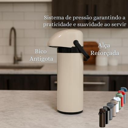 Imagem de Garrafa Térmica De Mesa 1 Litro de Pressão com alça Ampola de Vidro Verona Unitermi