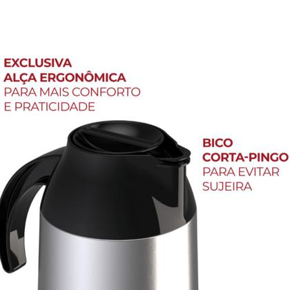 Imagem de Garrafa Térmica de Mesa Berlim Inox 1L Bico Antigota P/ Café Chá