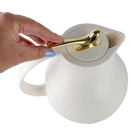 Imagem de Garrafa Térmica De Mesa Pássaro Dourado Branco Leite Chá 1L