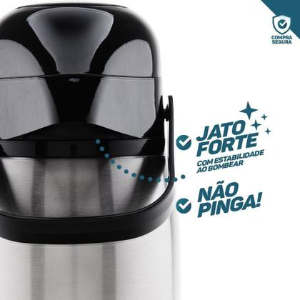 Garrafa Térmica De Pressão 100% Inox 1,2 Litros Termolar Imagem de Garrafa Térmica De Pressão 100% Inox 1,2 Litros Termolar