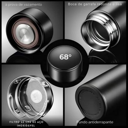 Imagem de Garrafa Térmica Digital Inox Sensor de Temperatura e Luz de Led 500ml