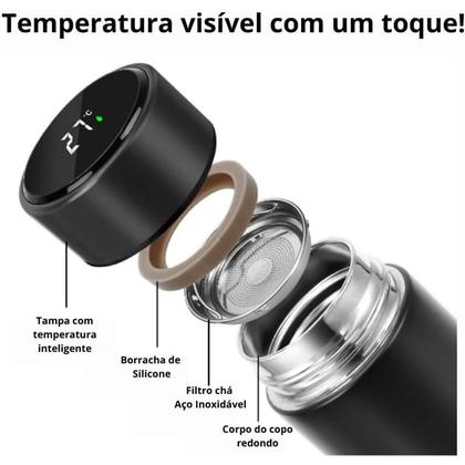 Imagem de Garrafa Térmica Digital Inox Sensor de Temperatura e Luz de Led 500ml
