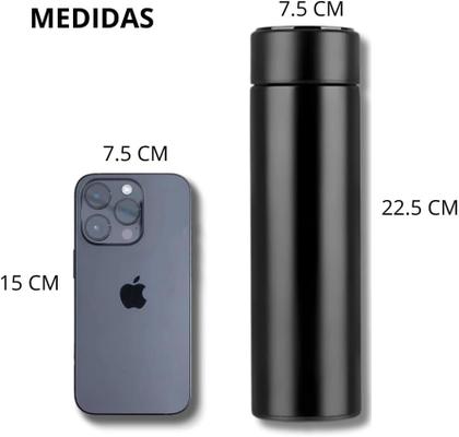 Imagem de Garrafa Térmica Digital Inox Sensor de Temperatura e Luz de Led 500ml