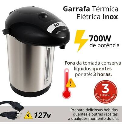 Imagem de Garrafa Térmica Elétrica Inox Café Agua Automática 3 Litros