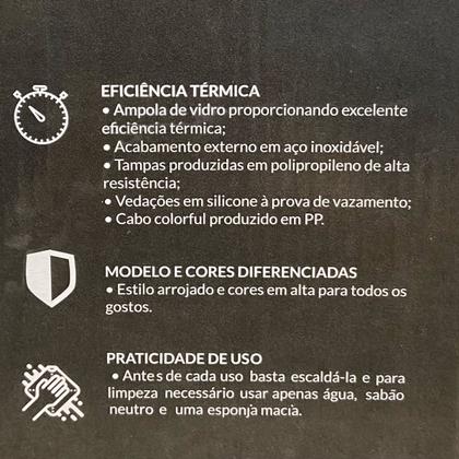 Imagem de Garrafa Térmica em Inox 600 Ml com gatilho Acionador Café e Chá Quente ou Frio