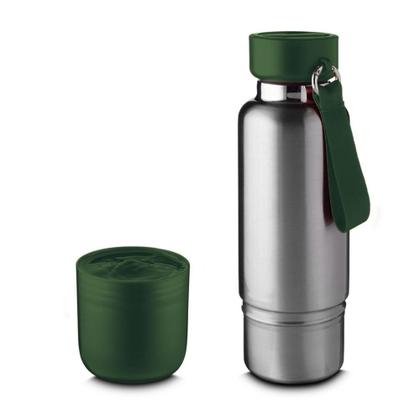 Imagem de Garrafa Térmica em Inox Porta Comprimidos Parede Dupla 500ml Com Copo