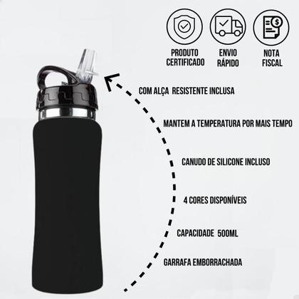 Imagem de Garrafa Térmica Esportiva Com Canudo 500ml Inox Premium