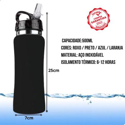 Imagem de Garrafa Térmica Esportiva Com Canudo 500ml Inox Premium