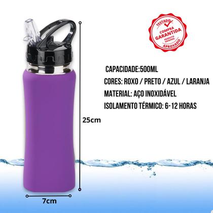 Imagem de Garrafa Térmica Esportiva Com Canudo 500ml Inox Premium