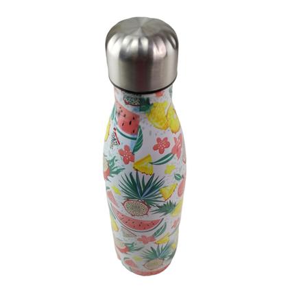 Imagem de Garrafa Termica Estampada Flores Frutas Aço Inox Floral Florido 500ml Agua Gelada Squeeze Academia Treino Caminhada Trabalho Portatil Resistente