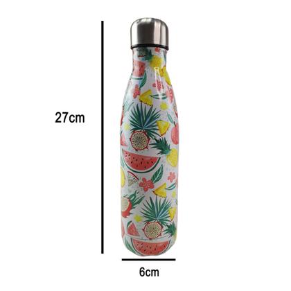 Imagem de Garrafa Termica Estampada Flores Frutas Aço Inox Floral Florido 500ml Agua Gelada Squeeze Academia Treino Caminhada Trabalho Portatil Resistente