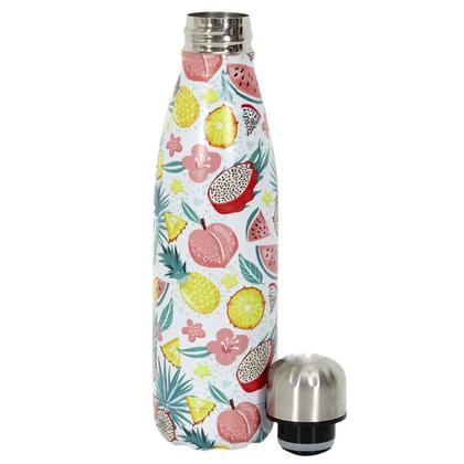 Imagem de Garrafa Termica Estampada Flores Frutas Aço Inox Floral Florido 500ml Agua Gelada Squeeze Academia Treino Caminhada Trabalho Portatil Resistente