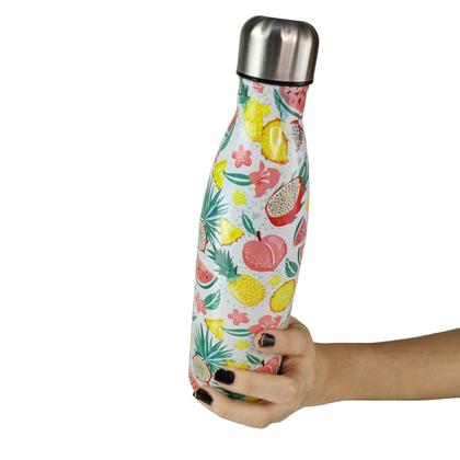 Imagem de Garrafa Termica Estampada Flores Frutas Aço Inox Floral Florido 500ml Agua Gelada Squeeze Academia Treino Caminhada Trabalho Portatil Resistente