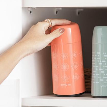 Imagem de Garrafa Térmica Firenze Mini 250ml Flores Pêssego Invicta