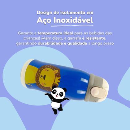 Imagem de Garrafa térmica infantil Bebê escola parede dupla inox 550ML 2em1 +Suporte