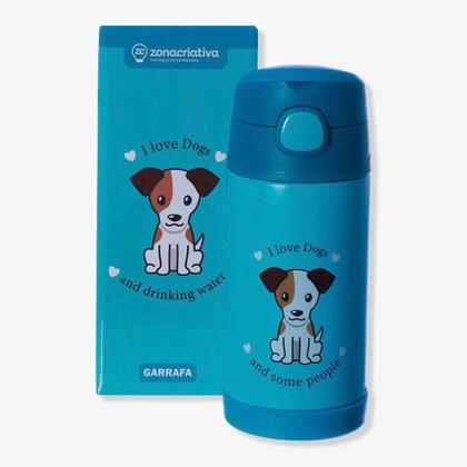 Imagem de Garrafa Térmica Infantil Click Canudo 300ml I Love Dogs