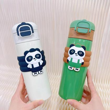 Imagem de Garrafa Térmica Infantil Com Canudo Panda Fofo 520ml B-Max BM-P1693