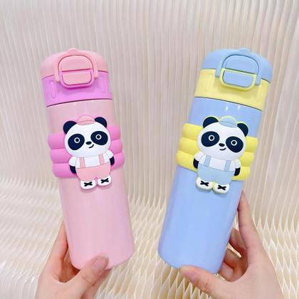 Imagem de Garrafa Térmica Infantil Com Canudo Panda Fofo 520ml B-Max BM-P1693