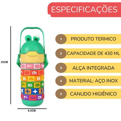 Imagem de Garrafa Térmica Infantil Educativa Tabuada Números 430 ML