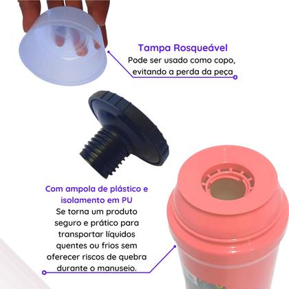 Imagem de Garrafa térmica infantil pequena 300ML Garrafinha térmica lancheira Fano Kids Unitermi água caféSuco