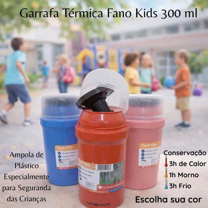 Imagem de Garrafa térmica infantil pequena 300ML Garrafinha térmica lancheira Fano Kids Unitermi água caféSuco