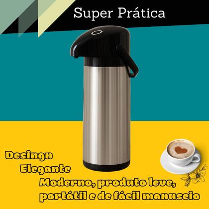 Imagem de Garrafa Térmica Inox 1 Litro com sistema de Pressão e Alça Verona Unitermi Café Chá Água