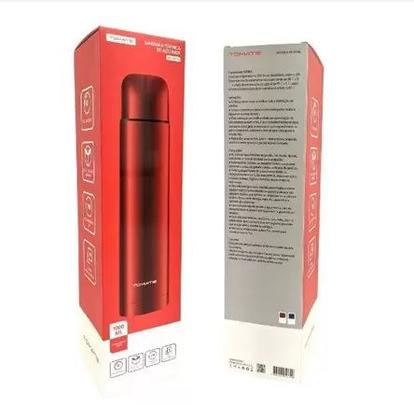 Imagem de Garrafa Térmica Inox 1 Litro para Água Café Chá Vermelha