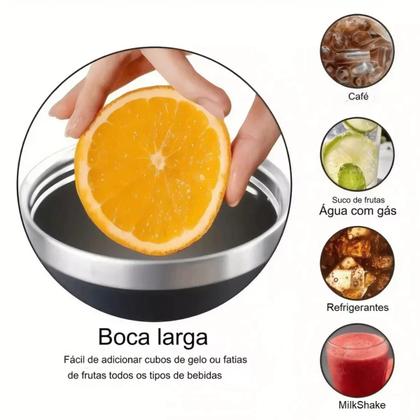 Imagem de Garrafa Térmica Inox 1200ml Copo com Canudo Alça Tampa Resistente