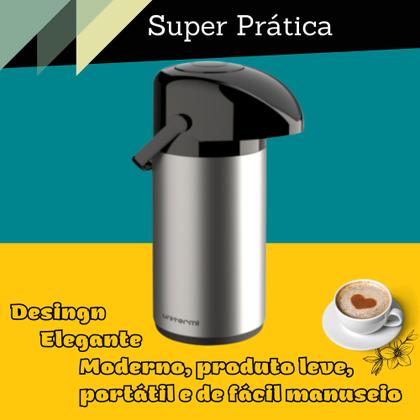 Imagem de Garrafa Térmica Inox 600ML Verona Pressão Unitermi Garrafa Pequena Café Chá Tereré Chimarrão Água