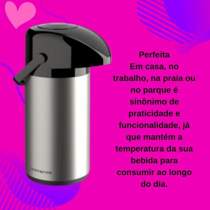 Imagem de Garrafa Térmica Inox 600ML Verona Pressão Unitermi Garrafa Pequena Café Chá Tereré Chimarrão Água