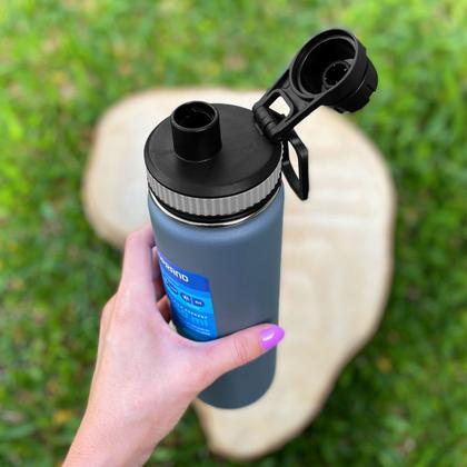 Garrafa Térmica Inox 650ml Tampa de Dupla Abertura e Prendedor