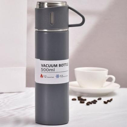 Imagem de Garrafa Térmica Inox Com 3 Xícaras Parede Dupla Premium