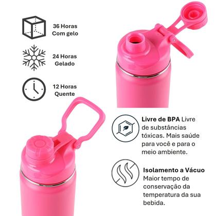 Imagem de Garrafa Térmica Inox Facy 660ml Bebida Quente Fria Pink - MG014-P Mokha