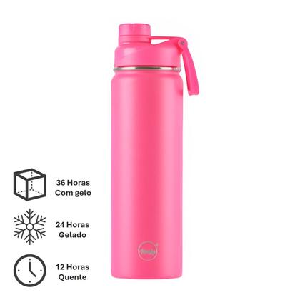 Imagem de Garrafa Térmica Inox Facy 660ml Bebida Quente Fria Pink - MG014-P Mokha