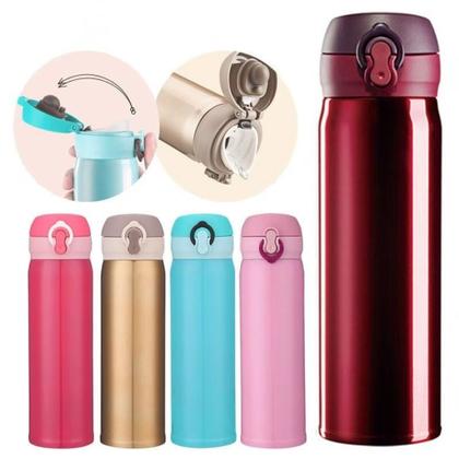 Imagem de Garrafa Térmica Inox Flask Vacuum 450 ml Com Tampa E Trava de Segurança Anti Vazamento Parede Dupla