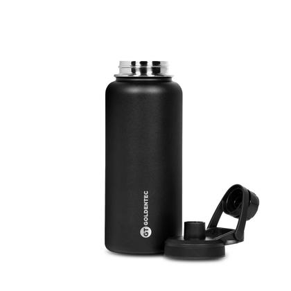 Imagem de Garrafa Térmica Inox Goldentec 1000ml para bebidas quentes ou frias com tampa com bico e base emborrachada - Preto