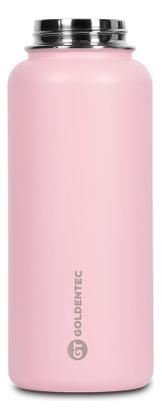 Imagem de Garrafa Térmica Inox Goldentec 1000ml para bebidas quentes ou frias com tampa com bico e base emborrachada - Rosa Claro