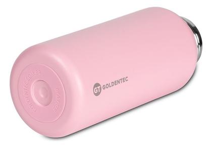 Imagem de Garrafa Térmica Inox Goldentec 1000ml para bebidas quentes ou frias com tampa com bico e base emborrachada - Rosa Claro
