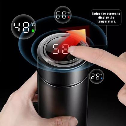 Imagem de Garrafa Térmica Inteligente Inox com Medidor de Temperatura Visor Led a Vácuo 500ml