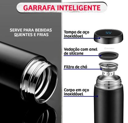 Imagem de Garrafa Térmica Inteligente Sensor De Temperatura Digital Display Touch Led Inox Café Água Bebidas