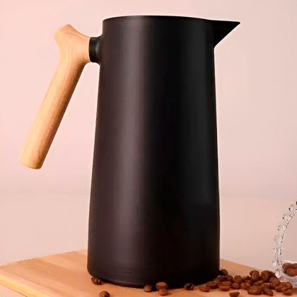 Imagem de Garrafa Térmica Jarra Nórdica Inox Café Cabo Madeira Cor:Vermelho