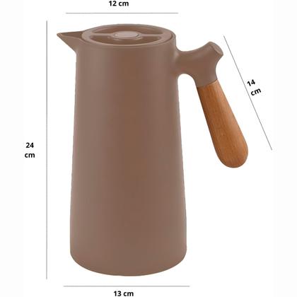 Imagem de Garrafa Térmica Jarra Nórdica Inox Café Cabo Madeira Cor:Vermelho