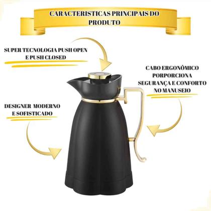 Imagem de Garrafa Térmica Khadija Preta E Dourada 1 Litro 1000mL Original, Tuut, Ampola De Vidro