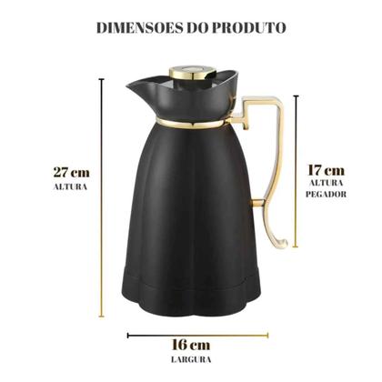 Imagem de Garrafa Térmica Khadija Preta E Dourada 1 Litro 1000mL Original, Tuut, Ampola De Vidro